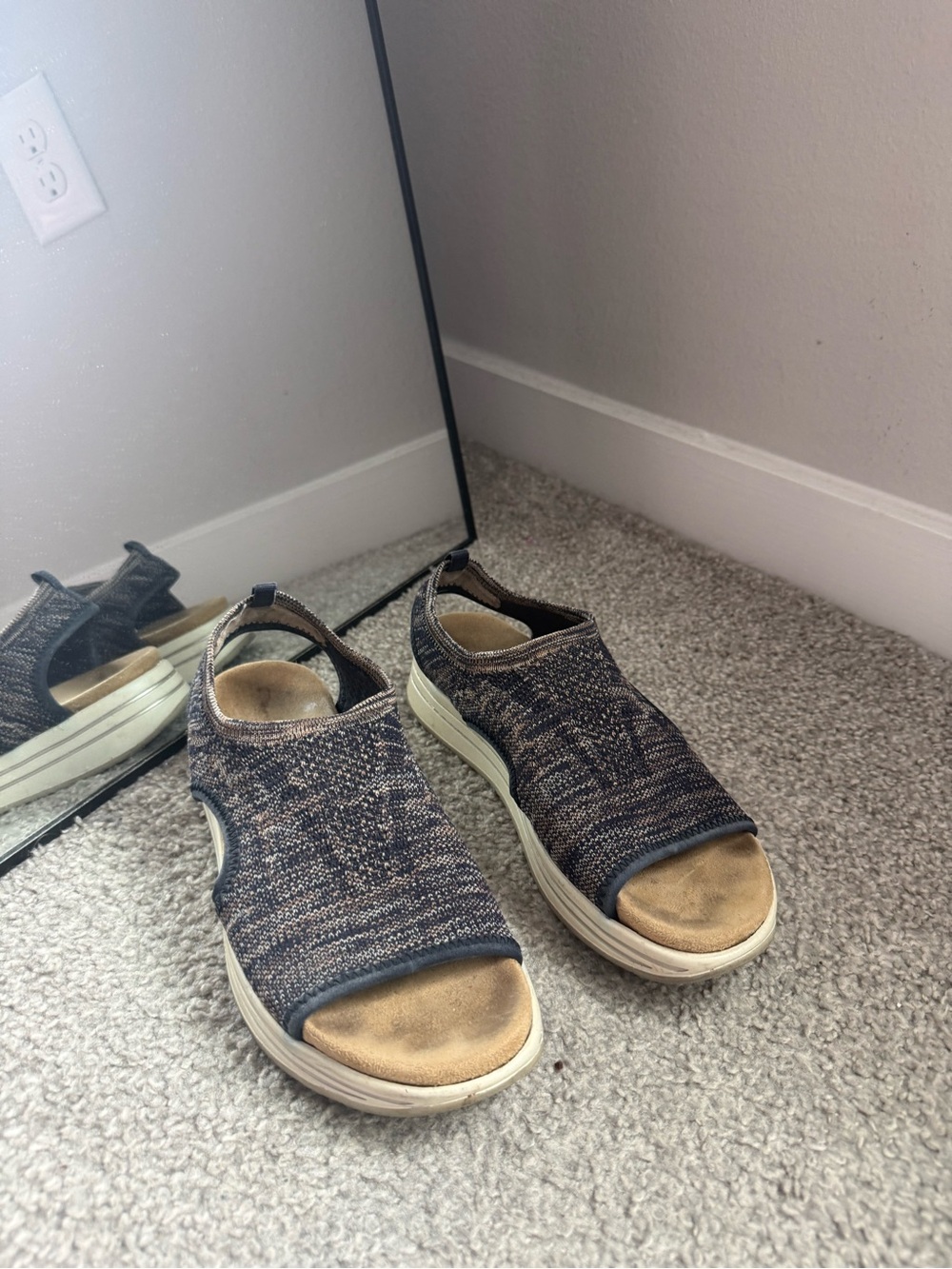 Remonte Sandals Womens 39 Jocelyn 55 Blue Slip On Stretch Knit Platform Shoes